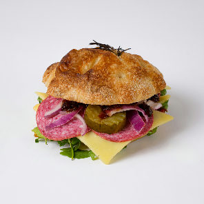 Meal card cover for: Salami & Cheese Ploughman's Focaccia