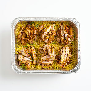 Meal card cover for: Harissa chicken with Lemon - herb brown rice (Serves 6)