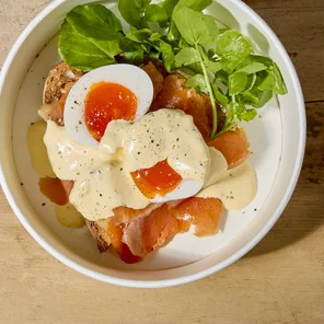 Meal card cover for: Eggs Royale