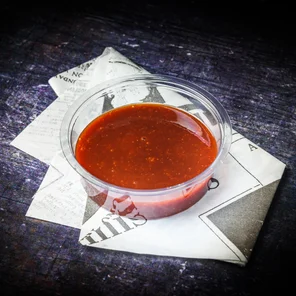 Meal card cover for: Alfee's BBQ sauce 2oz. pot