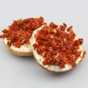 Meal card cover for: Open Mini Bagel with Sundried Tomato & Cream Cheese - 2 per portion