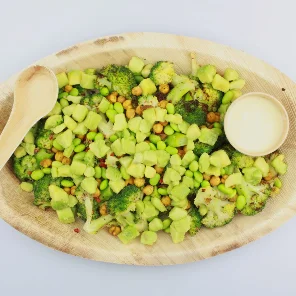 Meal card cover for: Avocado & Charred Broccoli with Curried Chickpea & Edamame Salad - 6-8 portions