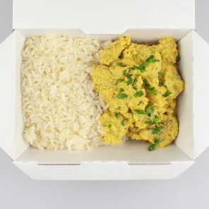 Meal card cover for: Chicken Korma & Rice - Hot Boxed Meal