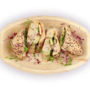 Meal card cover for: Tomatade, Artichoke Hearts and Green Olive Tapenade in a Cereale Baguette