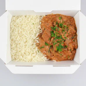 Meal card cover for: Mushroom Stroganoff with Rice - Hot Boxed Meal