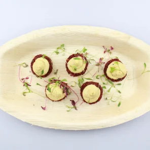 Meal card cover for: Beetroot & Quinoa Bites with Houmous