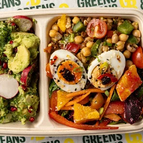 Meal card cover for: Avocado & Egg Energy (Zesty Avocado, Sprouts & Protein Salad, Ruby Crunchy Salad, Miso-Style Eggs)