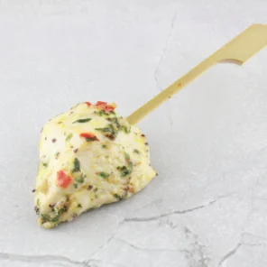 Meal card cover for: Mini Chicken Skewer with Red Pepper, Garlic & Coriander (g, d) - Box of 36