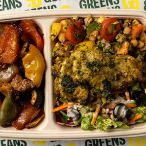 Meal card cover for: Chimichurri Chicken Harvest (Chimichurri Chicken, Sprouts & Protein Salad, Green Crunchy Salad, Seasonal Roasted Vegetab