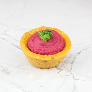 Meal card cover for: Beetroot & Broccoli Tartlet (vegan, d) - Box of 36