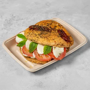Meal card cover for: Pesto Mozzarella & Tomato Focaccia Bun