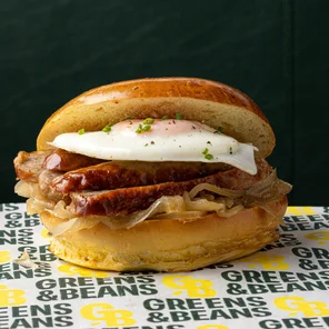 Meal card cover for: Sausage & Egg Brioche Bun