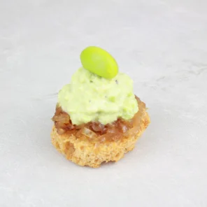 Meal card cover for: Edamame & Ricotta Crostini with Caramelised Shallots (v) - Box of 36