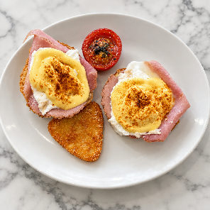 Meal card cover for: Eggs Benedict Breakfast