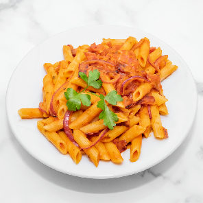 Meal card cover for: Rigatoni Amatriciana
