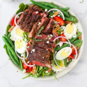 Meal card cover for: Pan Grilled Sirloin Steak with Side Salad