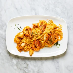 Meal card cover for: Tagliolini Gamberoni & Zucchini