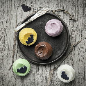 Meal card cover for: Halloween Cupcakes - Black Bats and Ghosts
