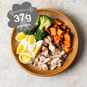 Meal card cover for: Chicken, Egg & Sweet potato Favourite Box