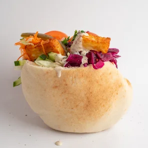 Meal card cover for: Halloumi and cauliflower in a pitta