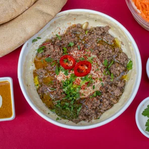 Meal card cover for: Spicy Lamb and Hummus in a Bowl