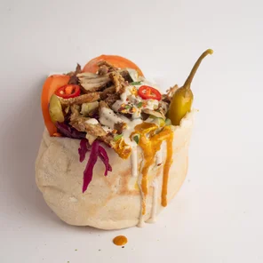 Meal card cover for: 7 spice chicken in a pitta