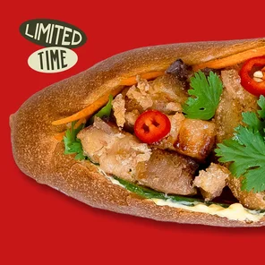 Meal card cover for: Five-Spice Pork Belly Banh Mi