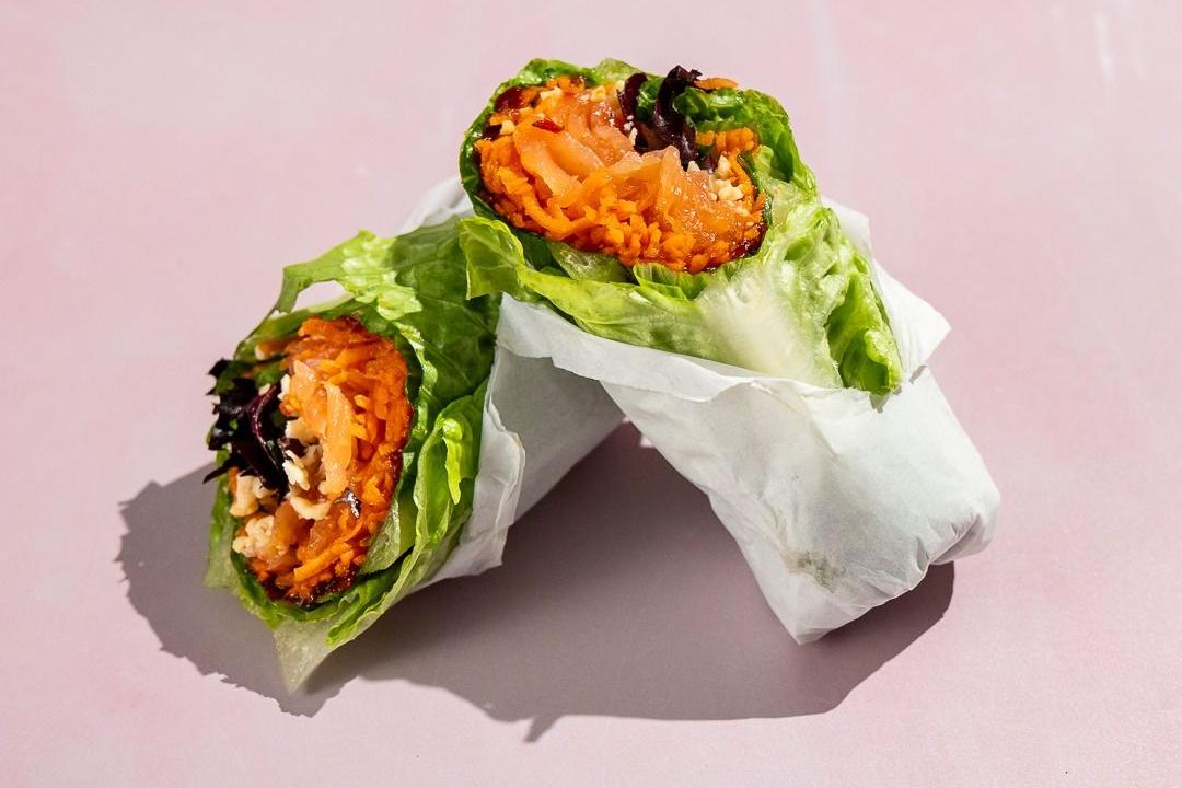 Meal card cover for: CAT Salmon + chilli jam lettuce wrap CAT