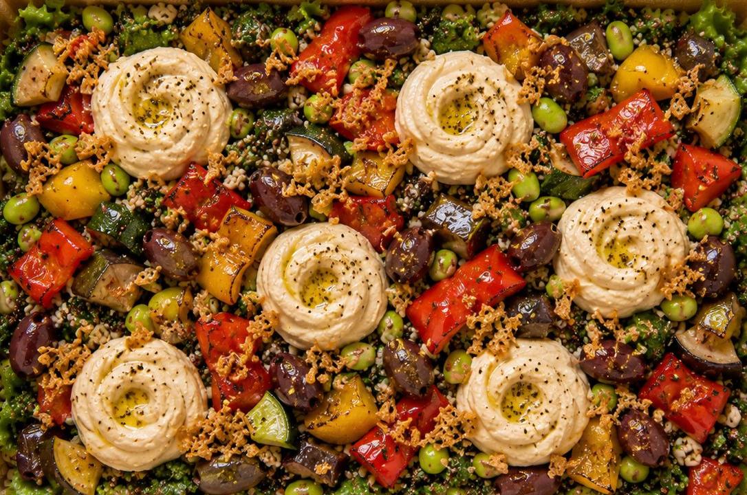 Meal card cover for: Hummus & Ratatouille Salad Box (up to 12 people)