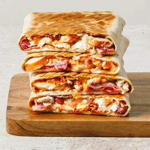 Meal card cover for: spicy chicken & bacon toasted wrap