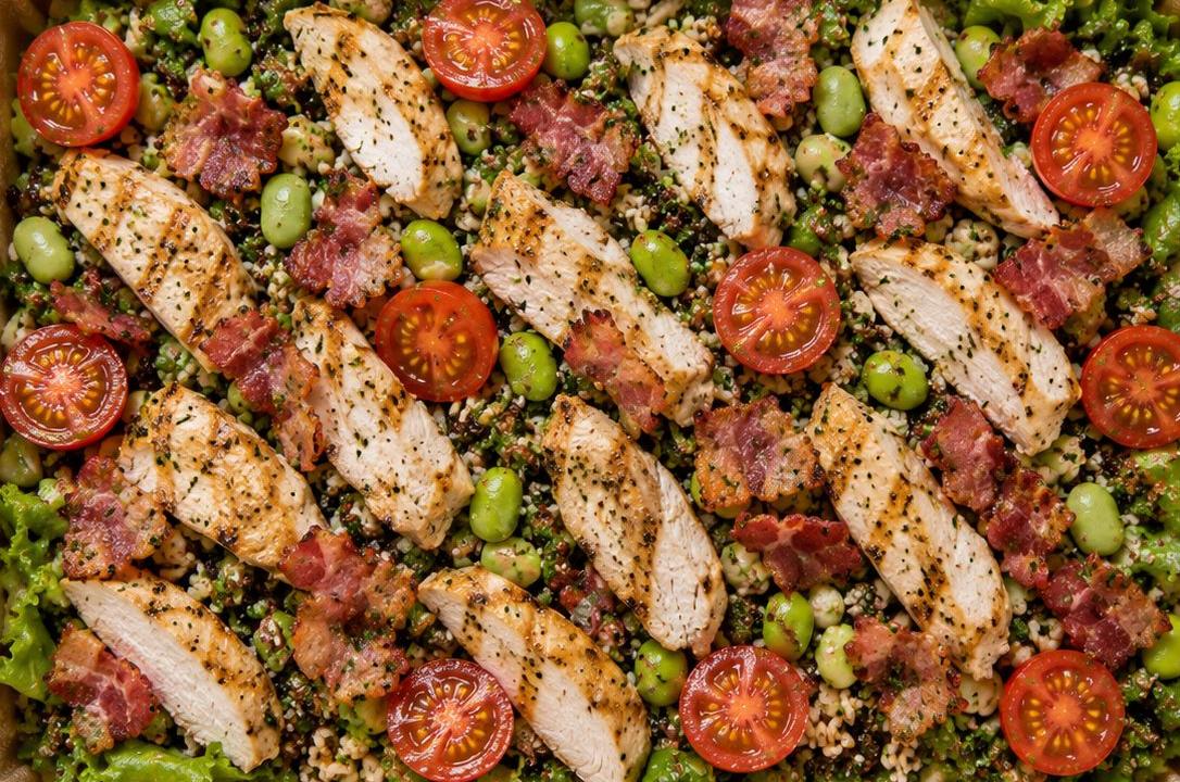 Meal card cover for: Chicken & Bacon Salad Box (up to 12 people)
