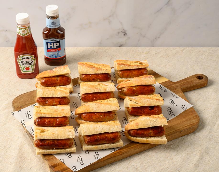 Meal card cover for: Hot Breakfast Sausage Baguette Platter