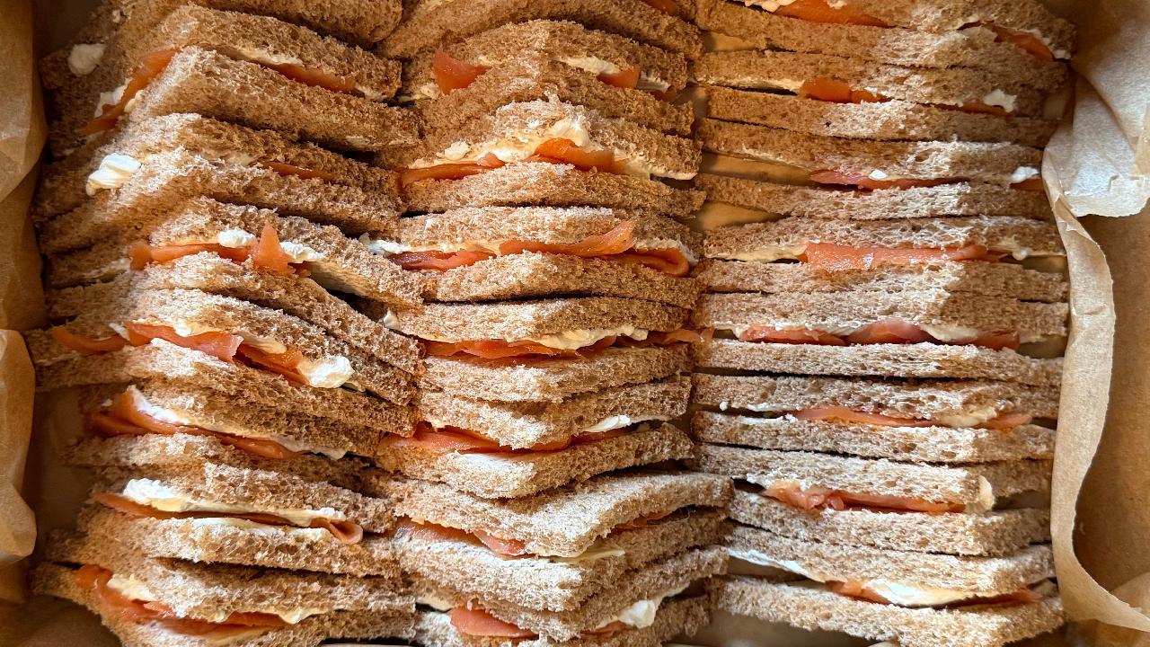 Meal card cover for: Salmon & Cream Cheese Sandwich Box (24 bites)