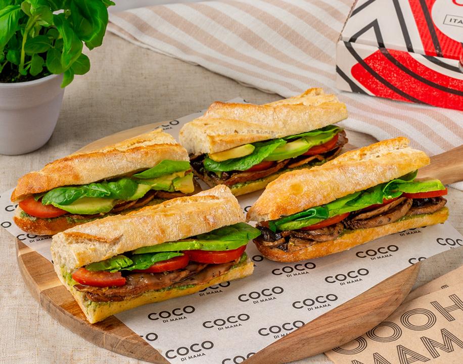 Meal card cover for: SMALL PLATTER - Avo & Mushroom Breakfast Baguette (VE) 🌱