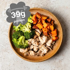 Meal card cover for: Chicken, Sweet Potato & Greens Favourite boxes