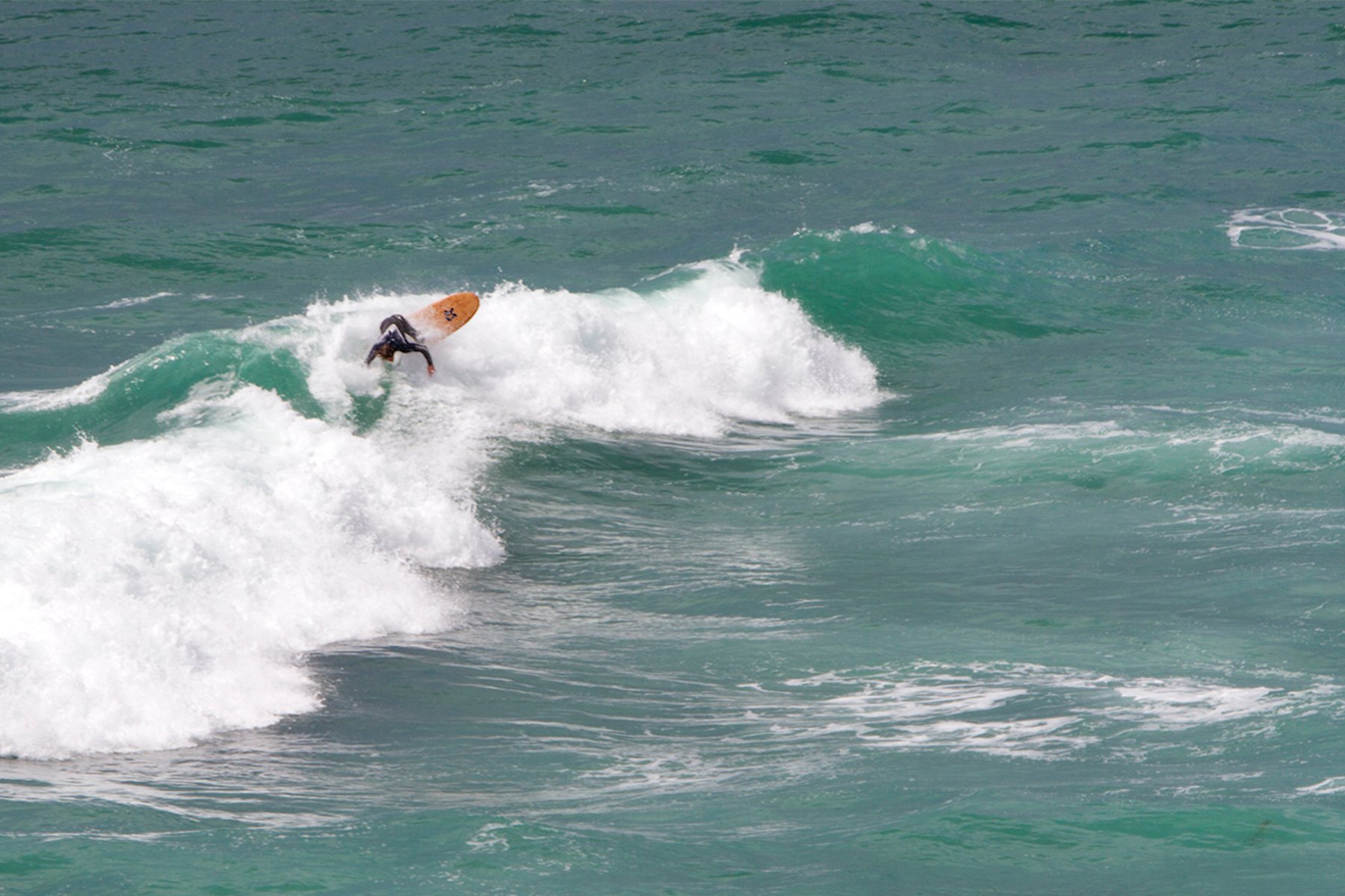 James Otter wooden surfboard National Trust at Trelissick Cornwall Ben Skinner Chapel Porth surfing