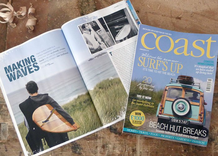 Coast magazing featuring wooden surfboard maker James Otter