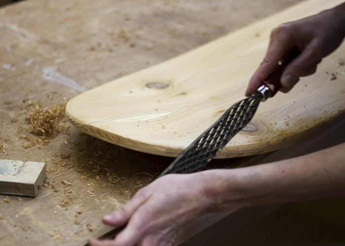 otter surfboards wooden bellyboard workshop