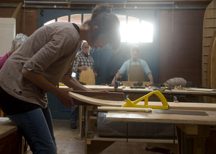 otter surfboards wooden bellyboard workshop
