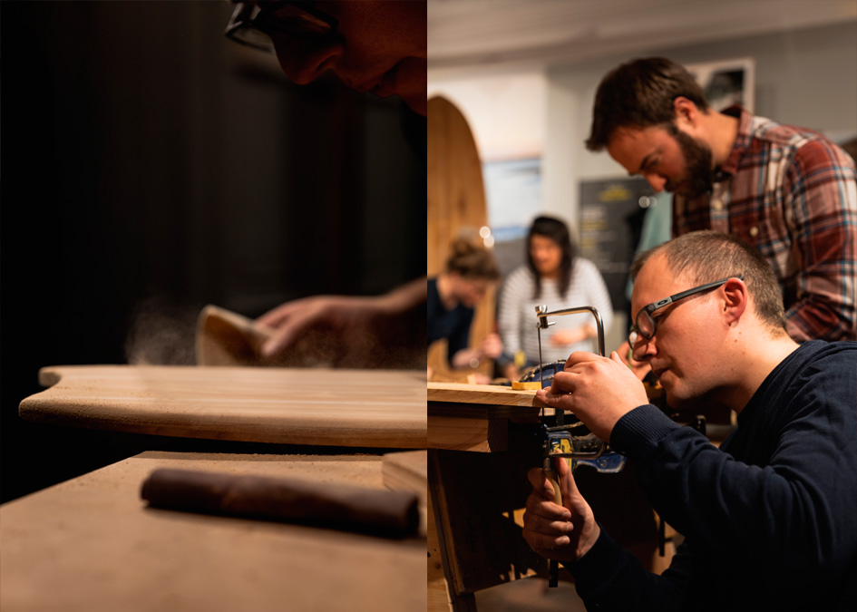 handplane making in the finisterre store edinburgh Otter Workshop on Wheels 2019