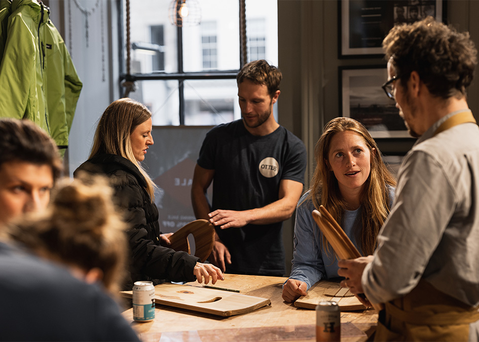 Edinburgh finisterre store handplane workshop with otter surfboards workshop on wheels 2019