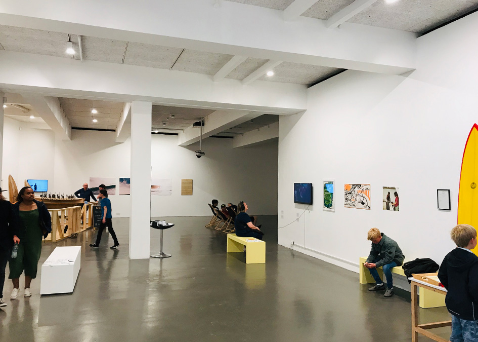 Newlyn Exchange Art Gallery Surf School Exhibition 2019 Dave Muir Jack Johns Nick Pumphrey Otter Surfboards makers in residence