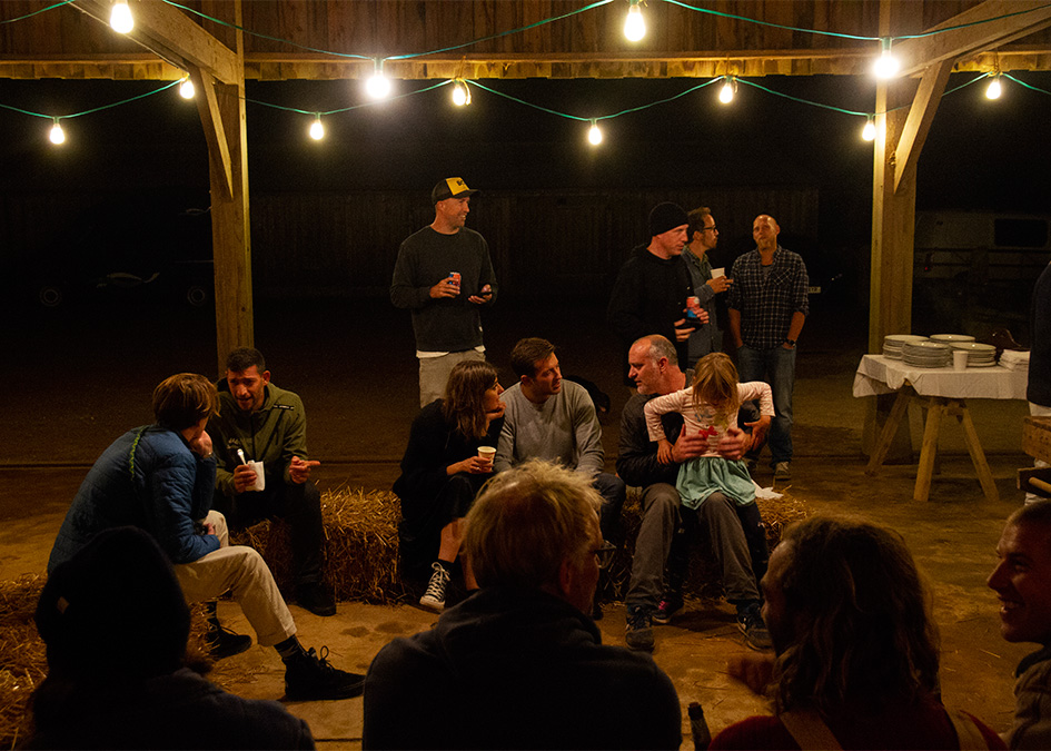 Otter Surfboards AGM Annual Gathering of Makers 2019 crowd in the barn