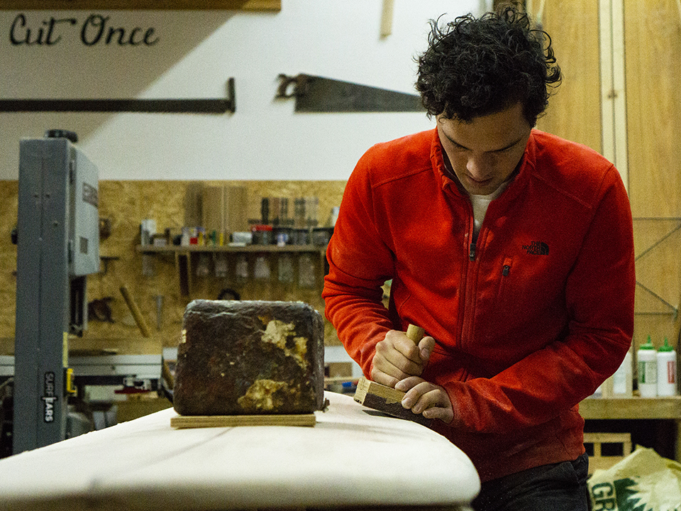 james otter wooden surfboard workshop cornwall adrien