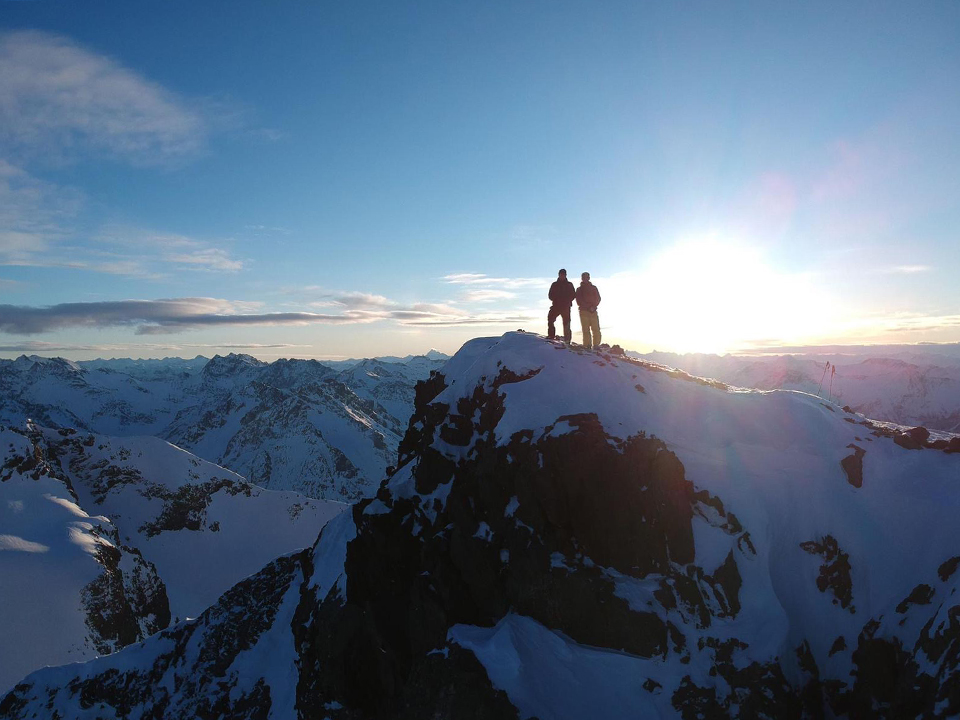 mountain summit with sunset