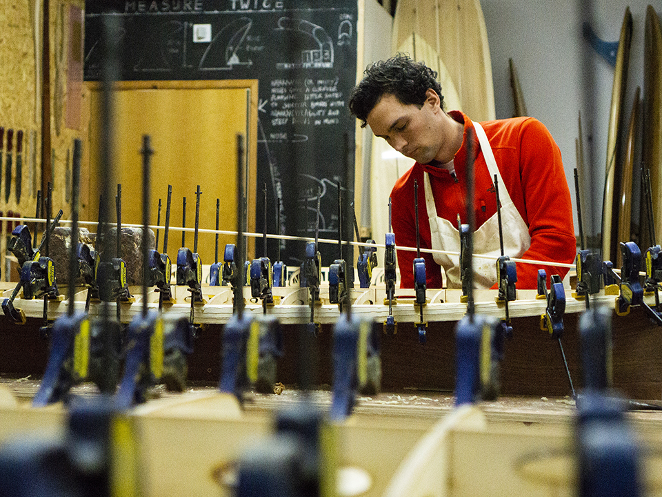 james otter wooden surfboard workshop cornwall adrien
