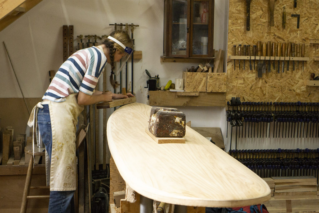 Rachel_sanding_the_tail