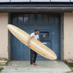 finished wooden surfboard otter surfboards workshop cornwall wicket longboard ally