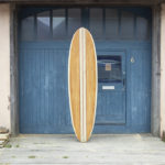 finished wooden surfboard otter surfboards workshop cornwall Jetty Midlength egg