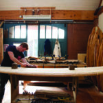 Otter Surfboards wooden surfboard workshop course in Cornwall wooden longboard Ralph Shaping